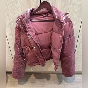 Alo cropped pink puffer jacket size XS